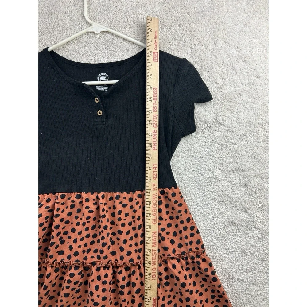 Wonder Nation Two-Tone‎ Tiered Short Sleeve Dress Black Girls XL (14-16)